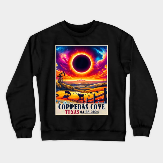 Copperas Cove Texas Total Solar Eclipse 2024 Crewneck Sweatshirt by SanJKaka